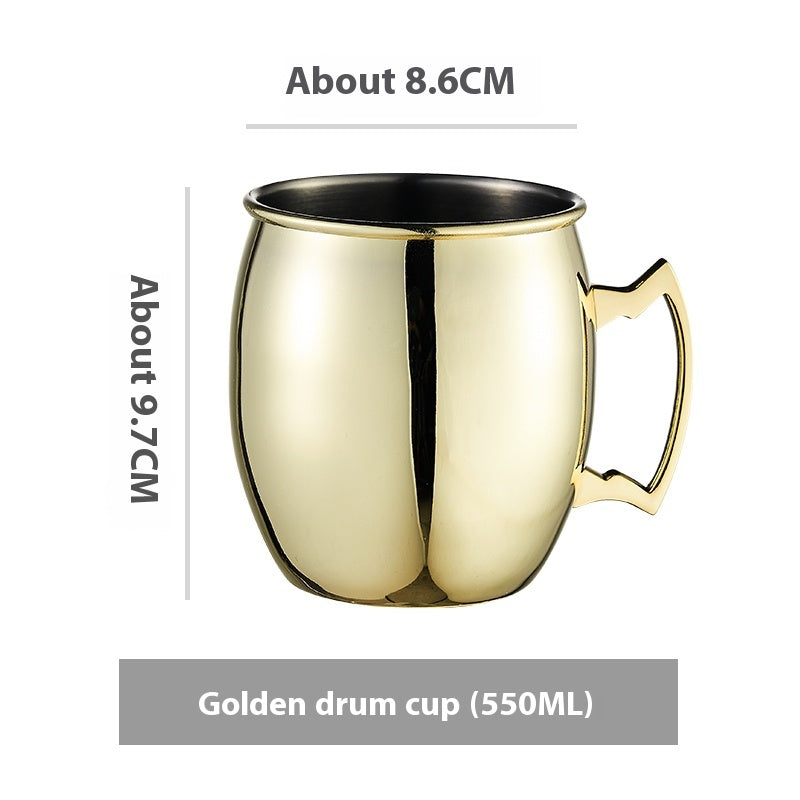 Stainless Steel Moscow Mule Cup Set - Copper Plated Drinkware for Bar & Home