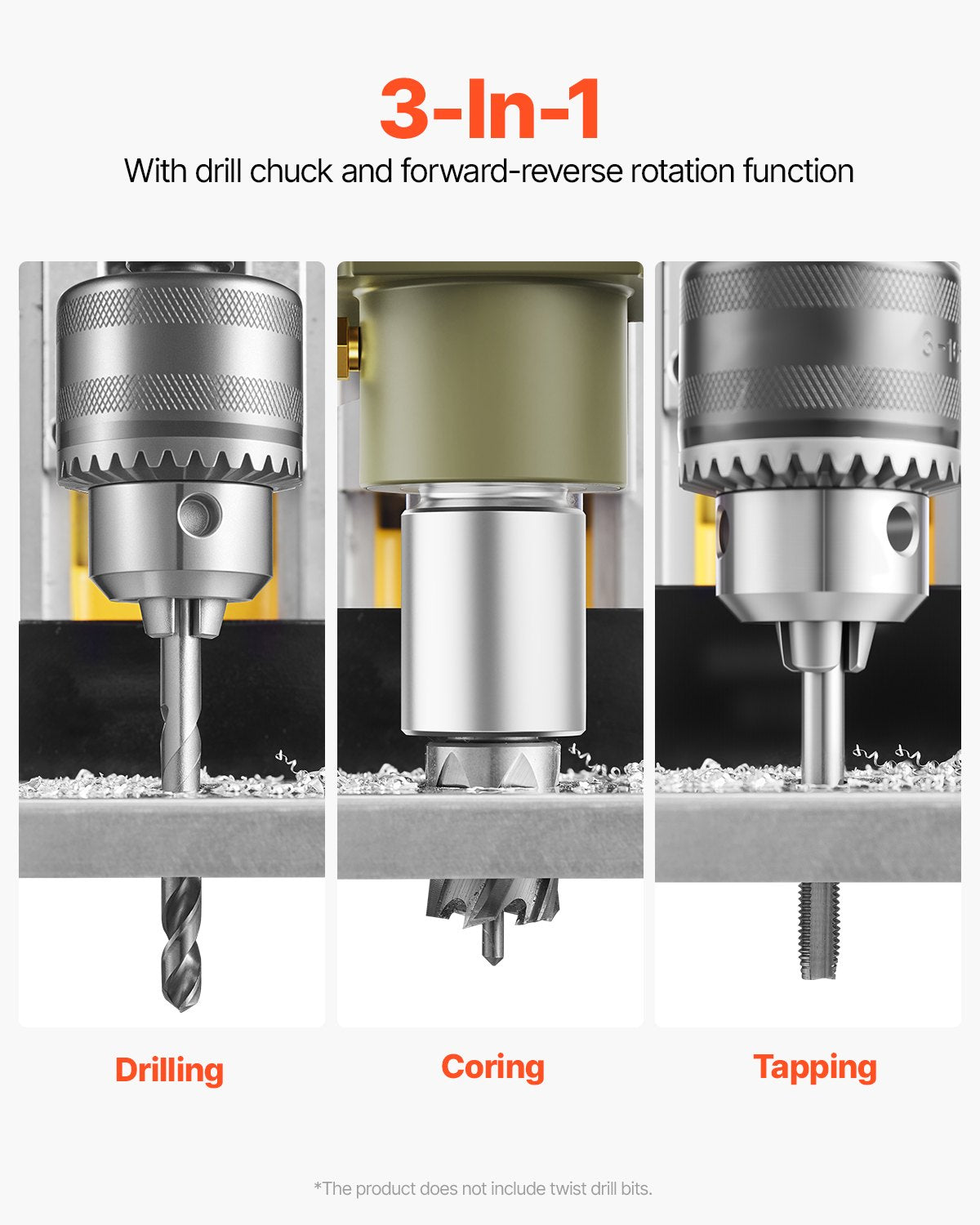 1200W Magnetic Drilling Machine with 1.6 Inch Boring Diameter - Yellow Power Tool