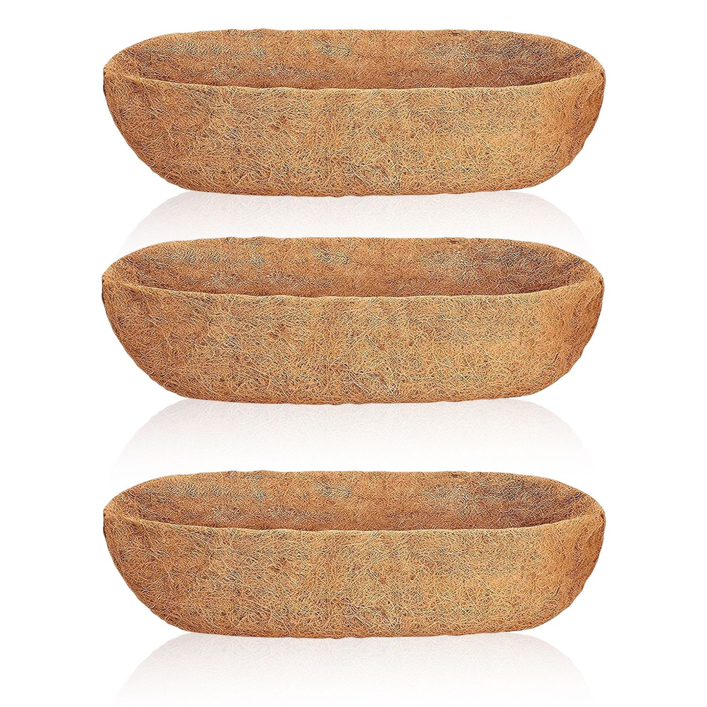 3 Pack Coconut Coir Planter Liners for Window Boxes & Hanging Baskets