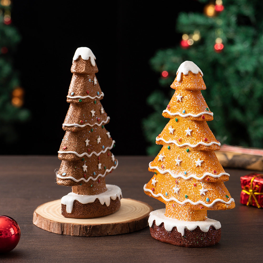 Ginger Cake Christmas Tree Decoration - Resin Holiday Scene