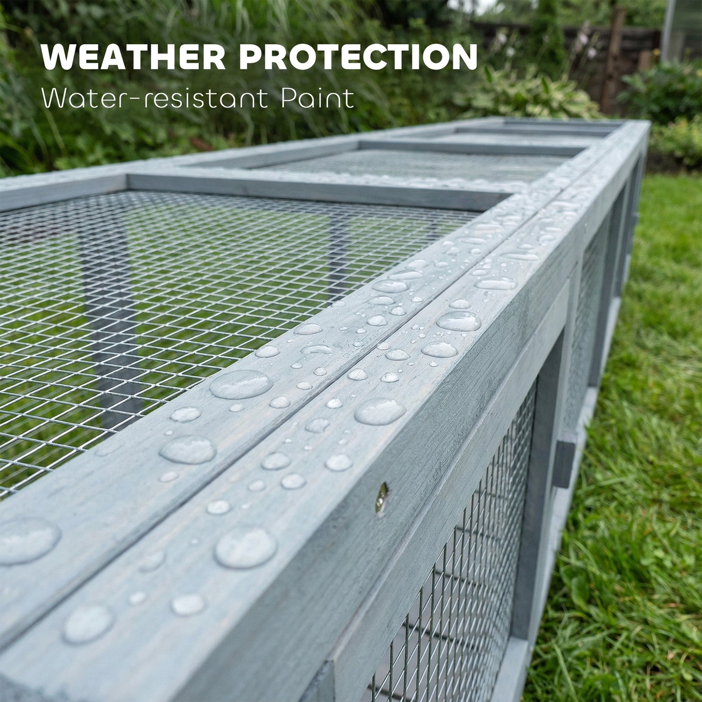 Wooden Cat Run with Weather Protection - Extendable Outdoor Cat Shelter, 79 Inch