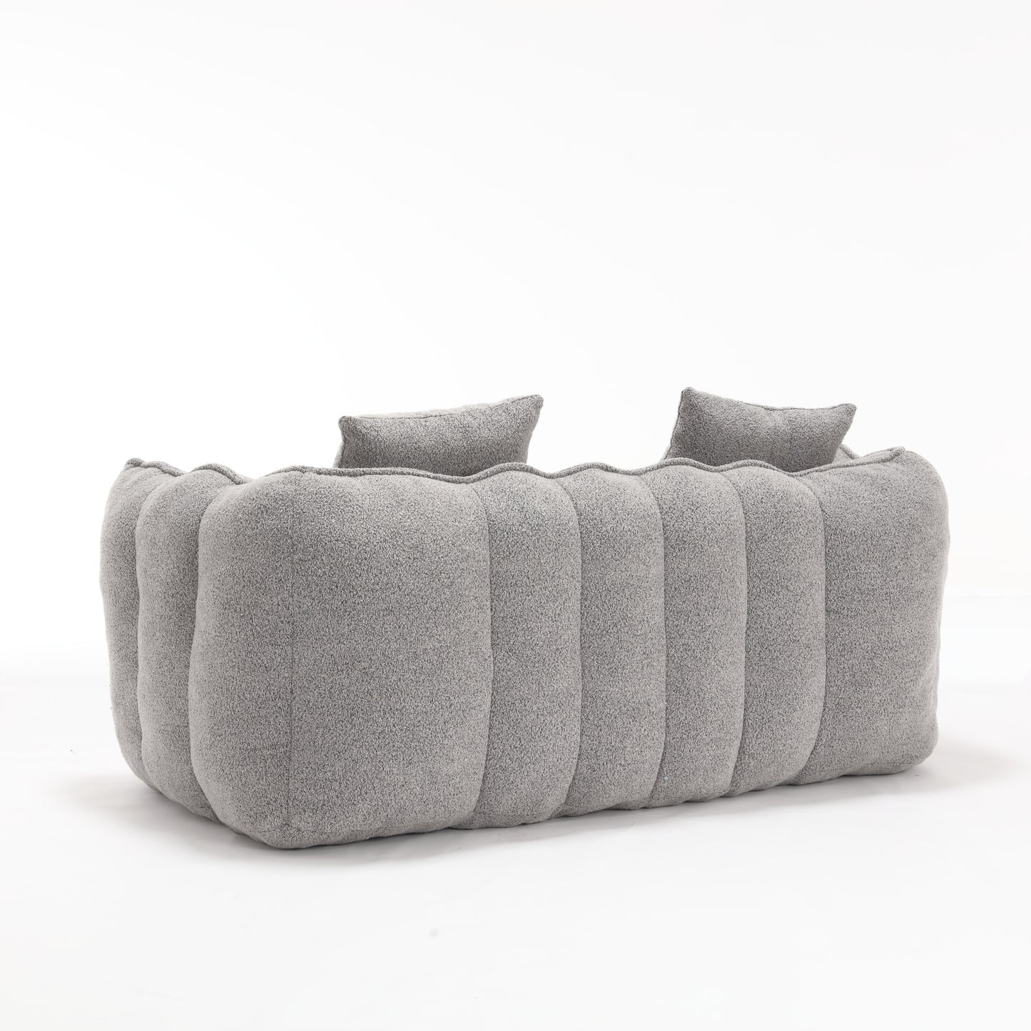 Soft Grey Beanbag Chair for Two - High Resilience Foam