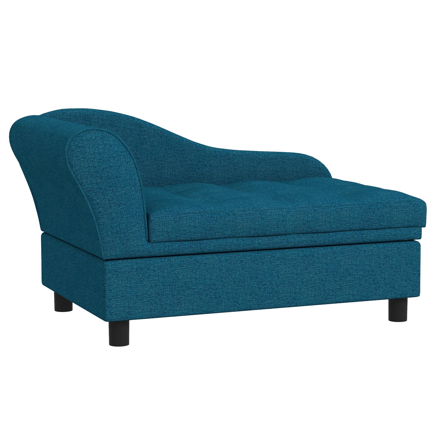 Small Dog Sofa Bed with Storage - Dark Blue Pet Couch for Comfort & Organization