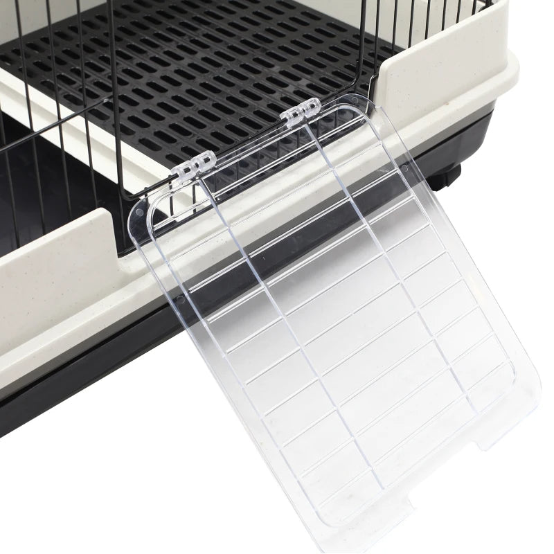 Small Animal Cage with Wheels and Removable Tray for Rabbits, Chinchillas, Ferrets - Black
