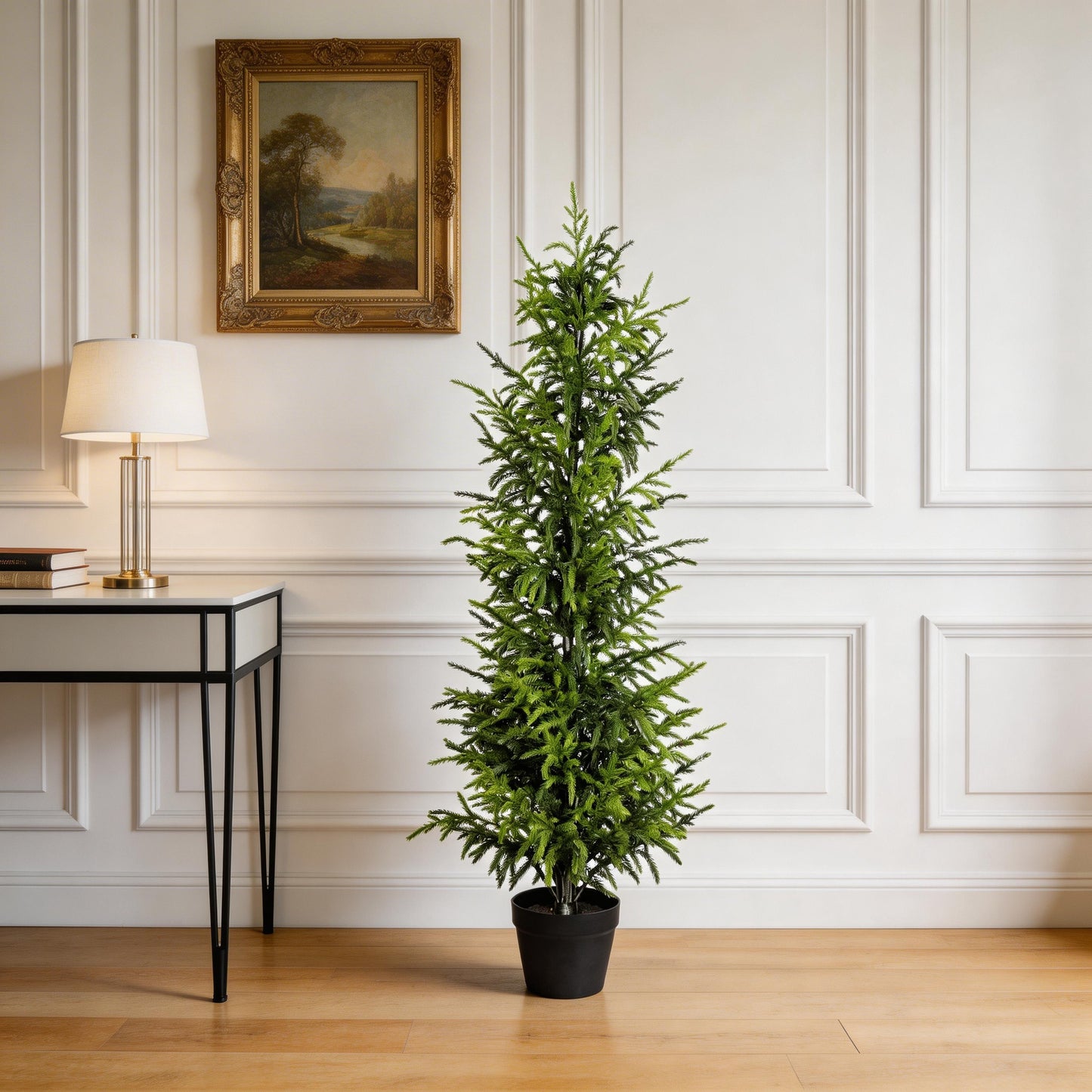 4' Real Touch Artificial Pine Tree in Black Pot - Green Leaves