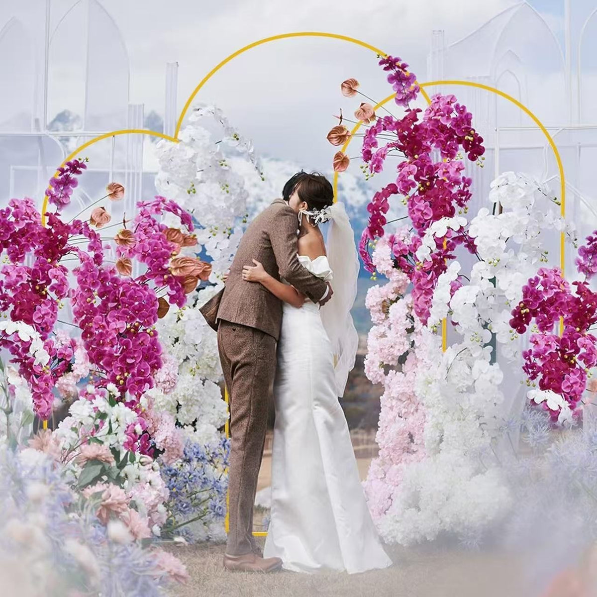 Wedding Metal Balloon Arch Stand with 3 Supports for Event Decoration