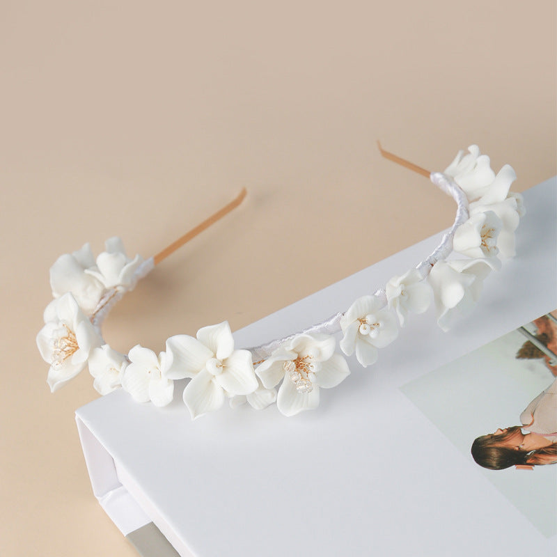 Ceramic Flower Headband - Gold
