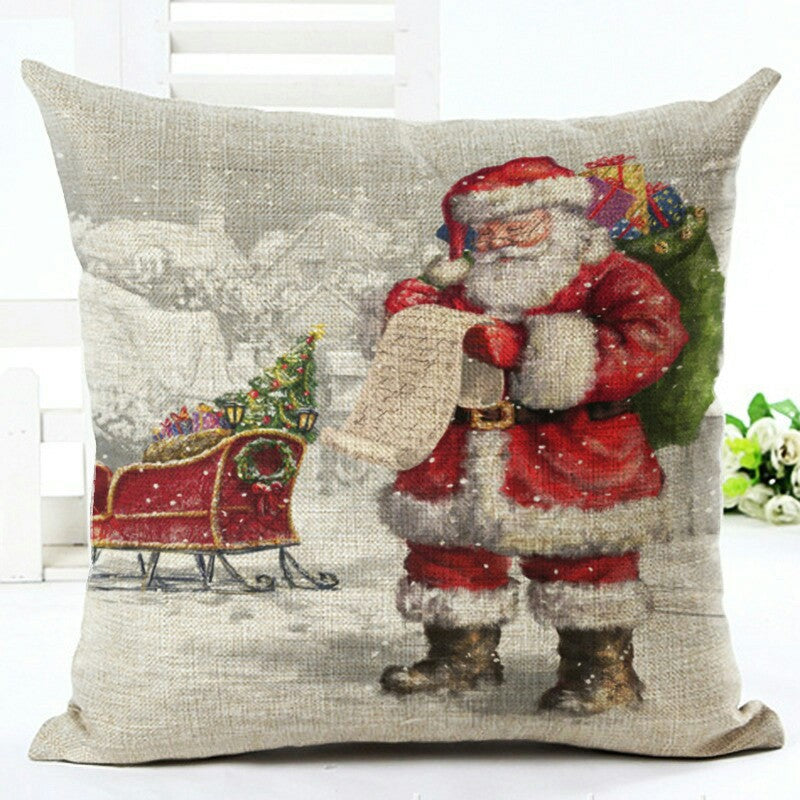 Christmas Santa Claus Pillowcase Cushion Cover - Festive Home Decor 45x45cm