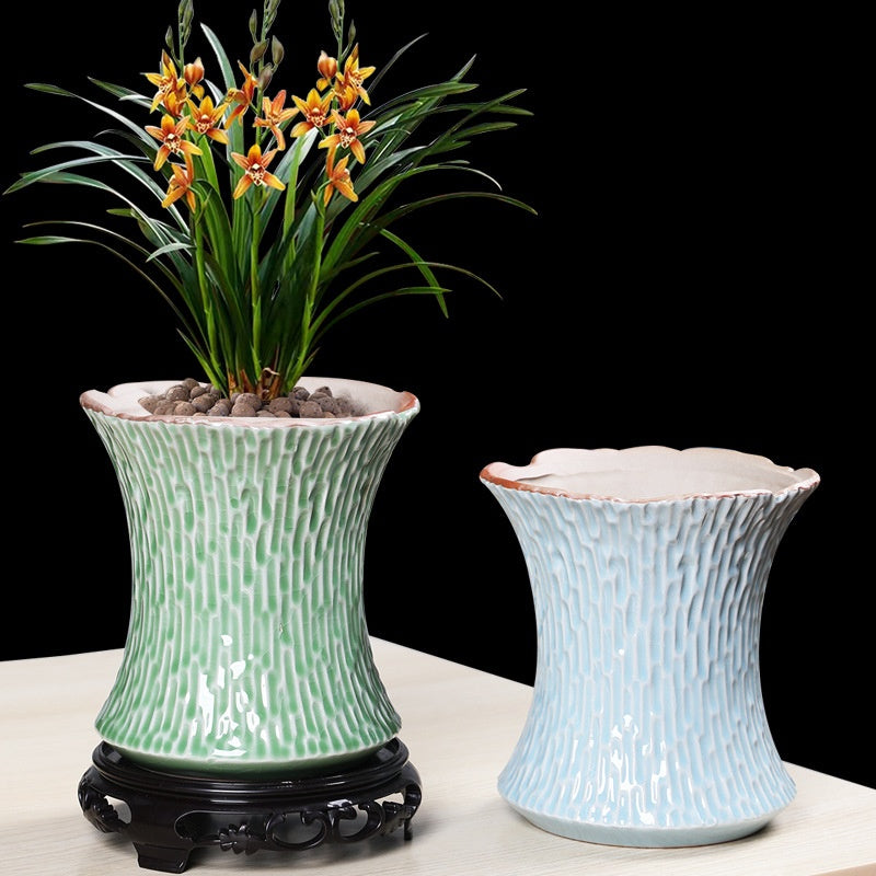 Ceramic Succulent Flowerpot with Ge Kiln Design for Indoor & Outdoor Plants