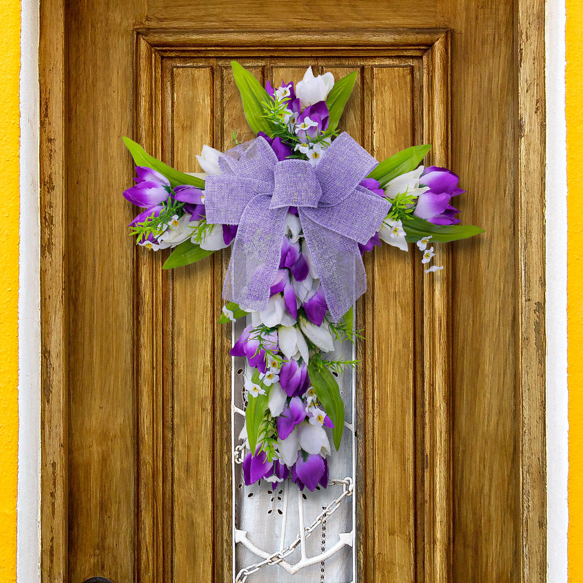 Emulational Flower Vine Circle Decor Door Wall Pendant - Home & Garden