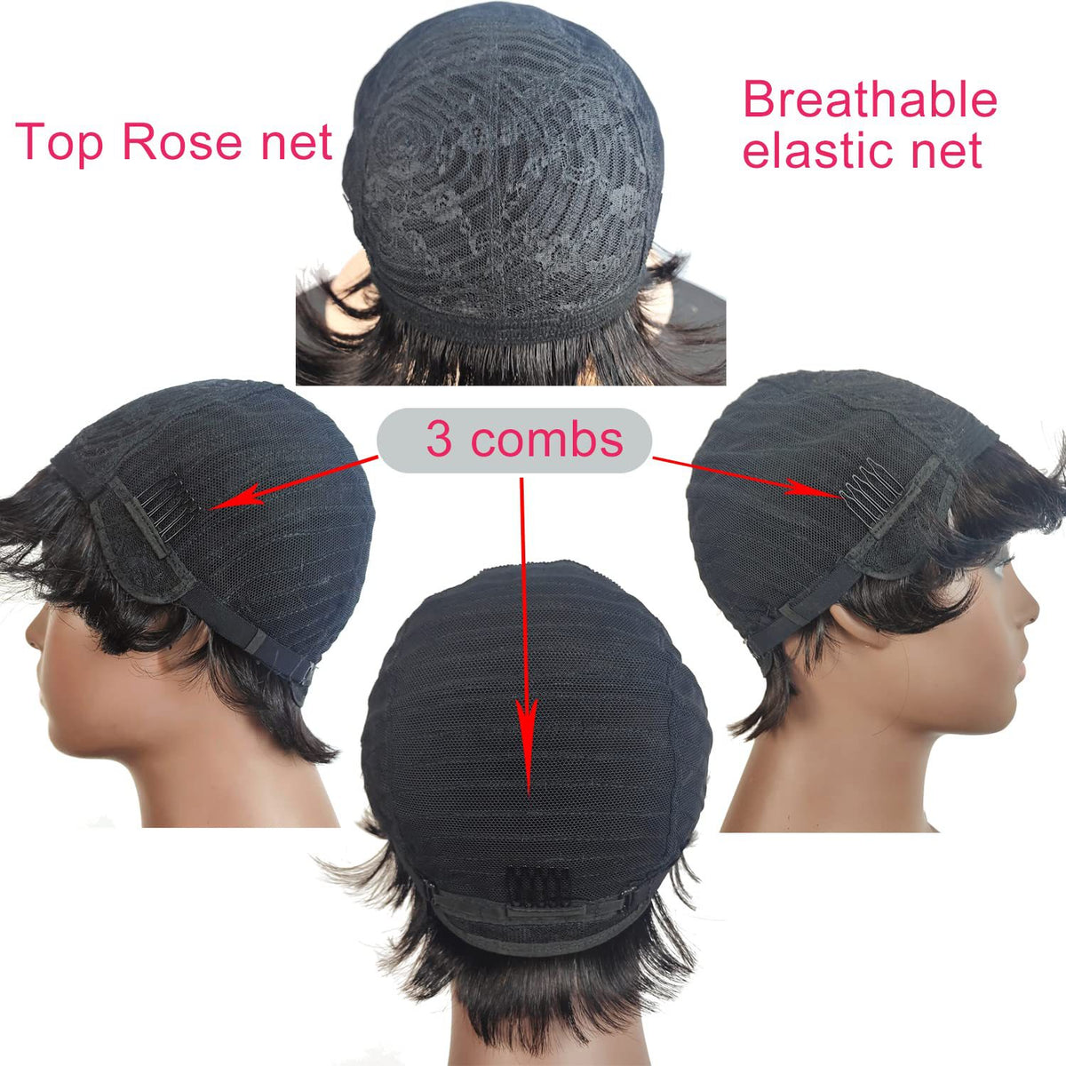 Deep Curly Human Hair Wigs with Bangs - 12 Inch Black Cosplay Wig