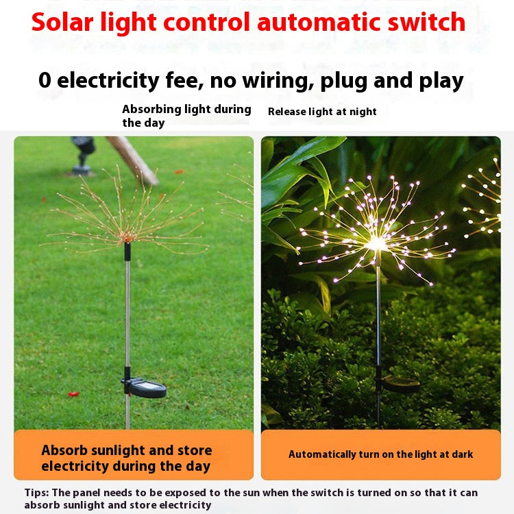 Outdoor Solar Fireworks Lamp for Garden & Courtyard Decorative Lighting