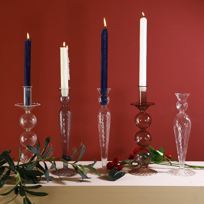 Glass Candle Holder Vase for Home Decor - Elegant Table Centerpiece