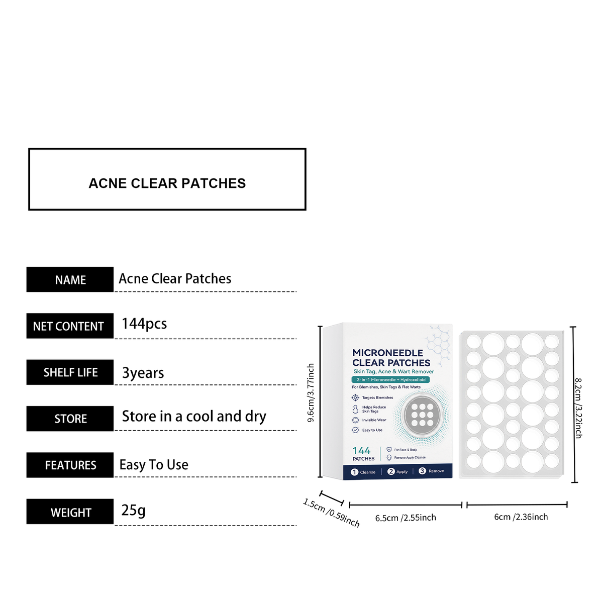 Acne Microneedle Patch - 144 Pieces Per Box