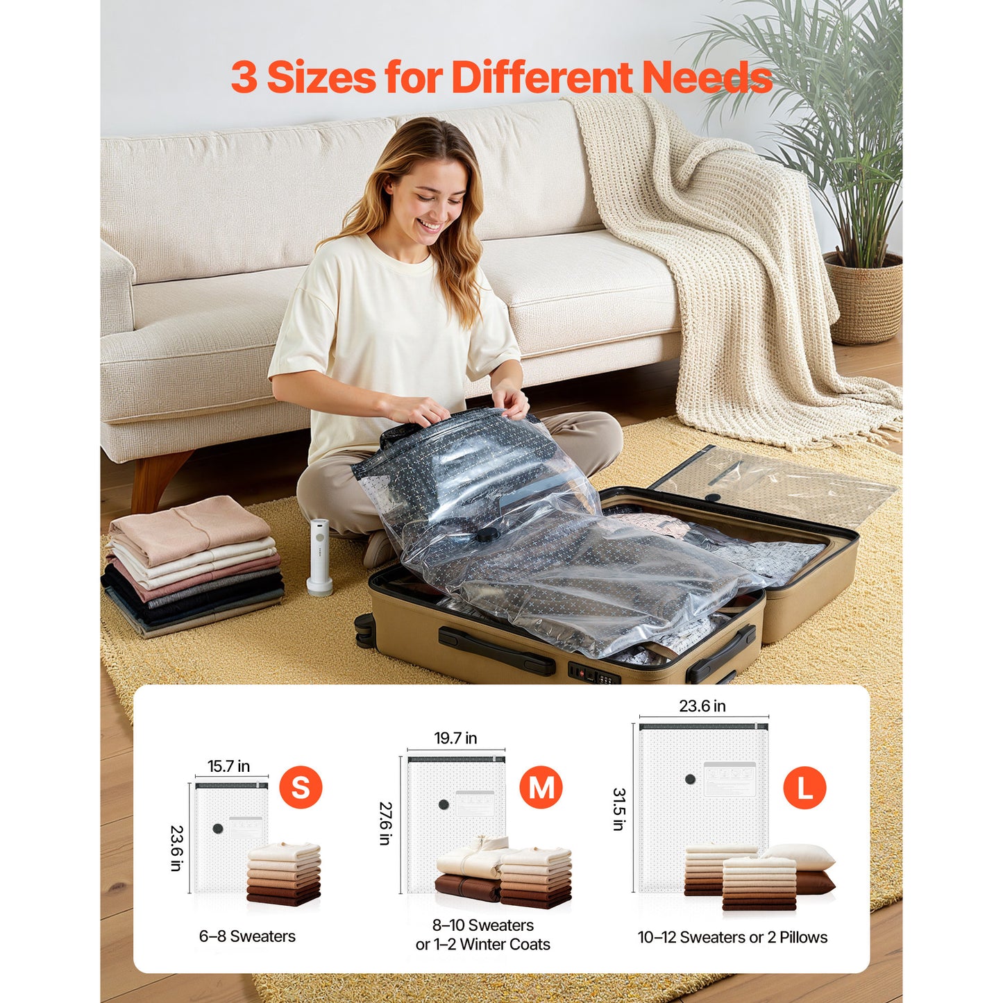 Vacuum Storage Bags 18 Pack Space Saver Compression for Clothes with Pump