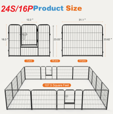 Indoor Outdoor Metal Dog Playpen Fence with Door - Multiple Sizes & Configurations