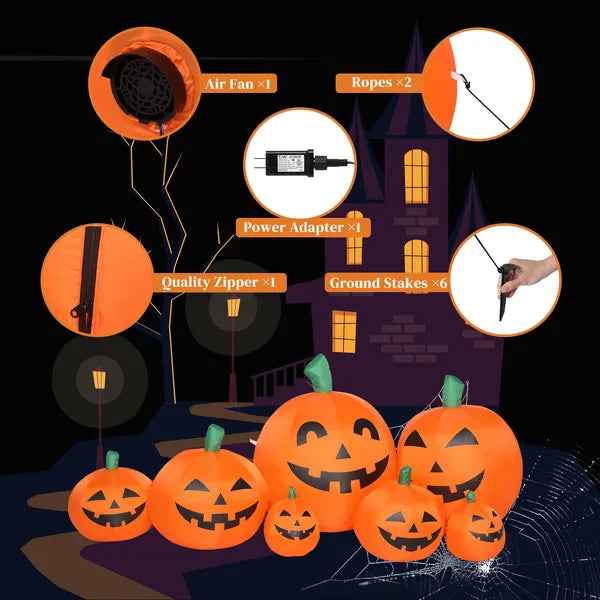 7ft LED Pumpkin Inflatable Halloween Decoration with 7 String Lights
