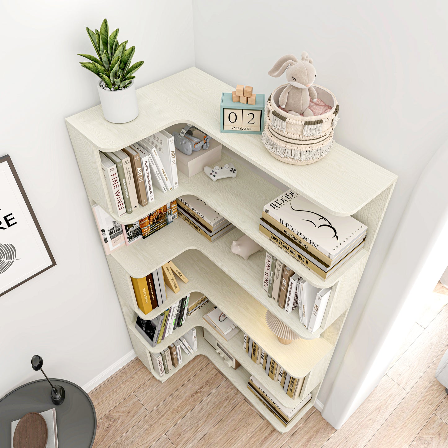 90cm 35.43 Extended Size 5-Tier Freestanding L-Shaped Corner