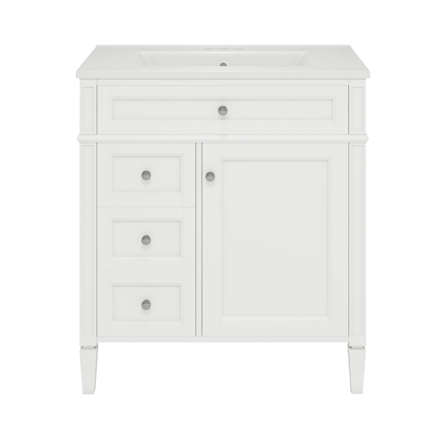 30'' Modern Bathroom Vanity with Sink & Storage - White