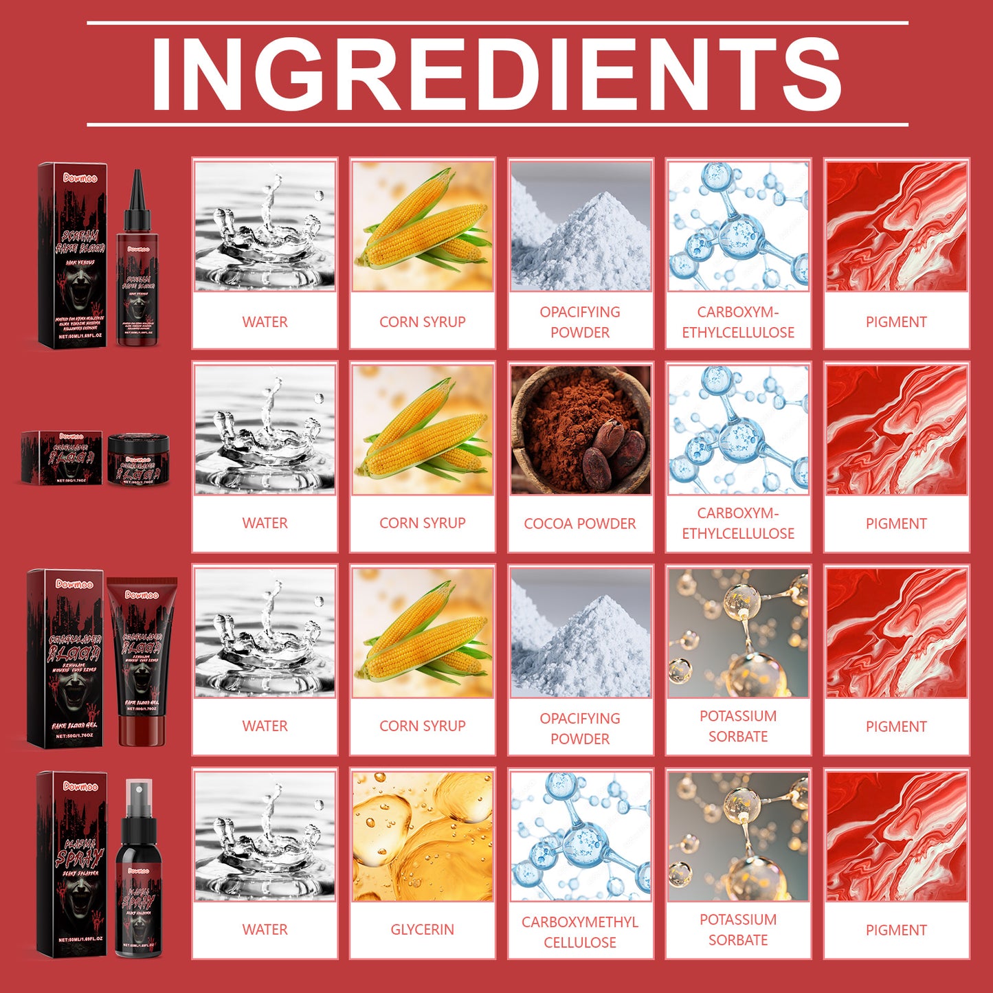Halloween Fake Blood Makeup Kit - Realistic Costume FX for Cosplay & Pranks