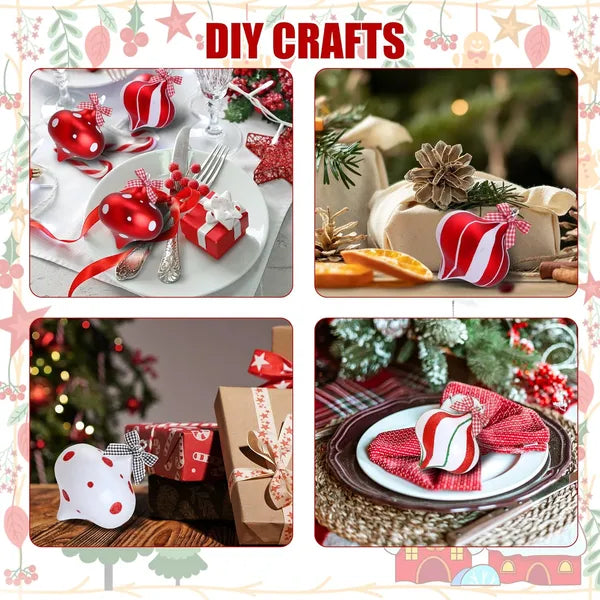 Peppermint Candy Ornaments - Red & White Candy Cane Balls