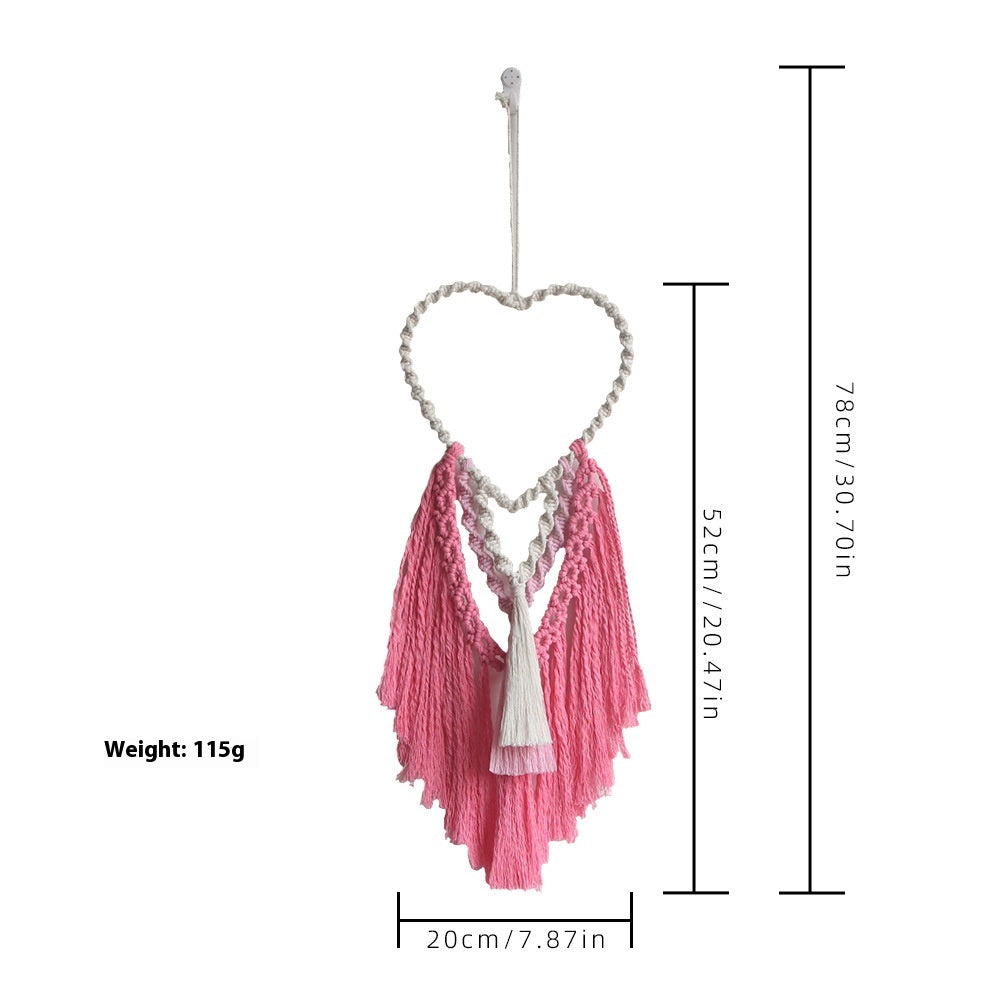 Heart Shaped Hand-Woven Fabric Tapestry Love Pendant for Home & Decor