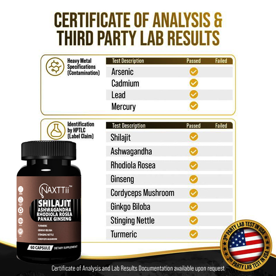 Shilajit Herbal Energy Capsules - 60 Count Supplement for Vitality & Focus