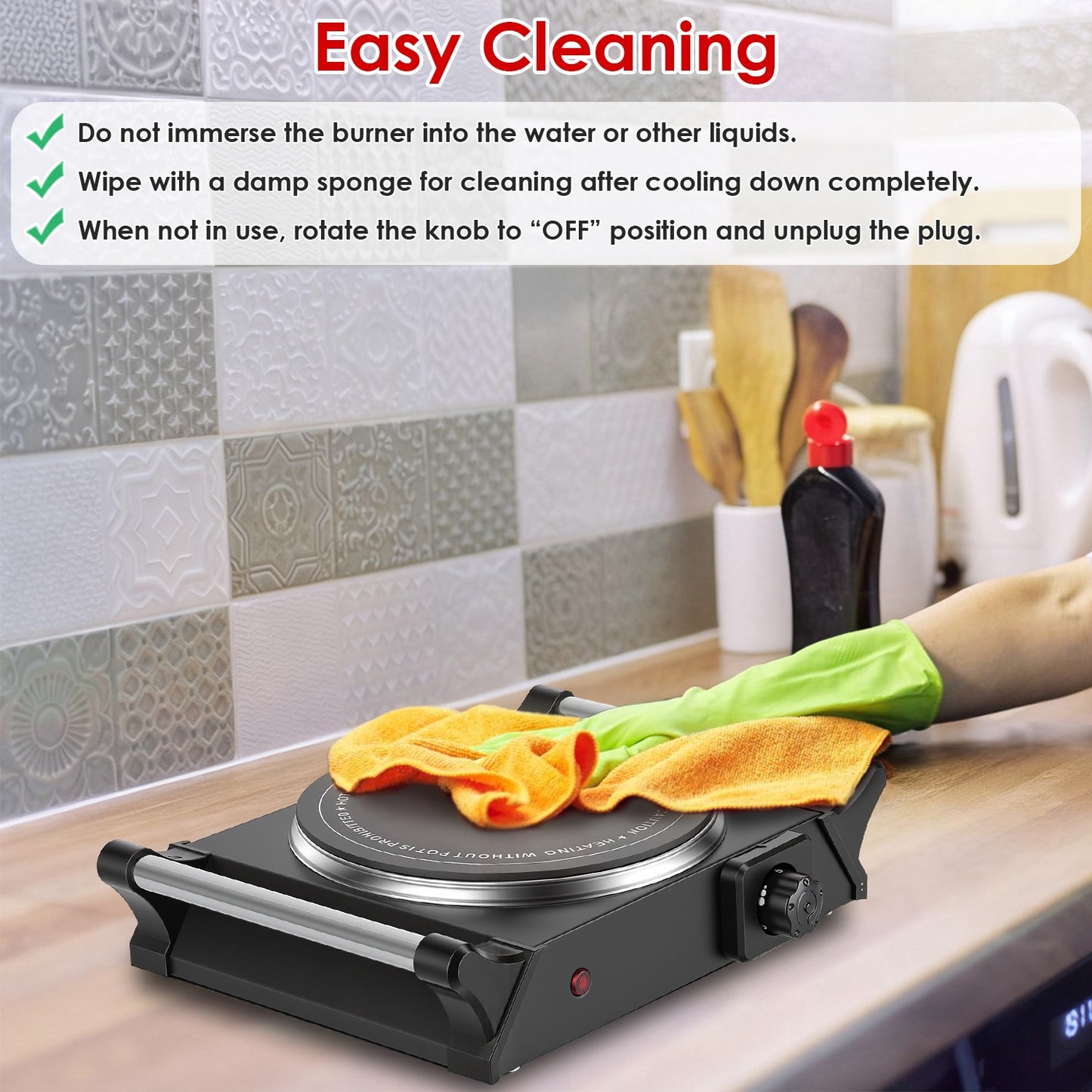 Portable Electric Single Burner Hot Plate with Adjustable Temperature - Compact RV Stove