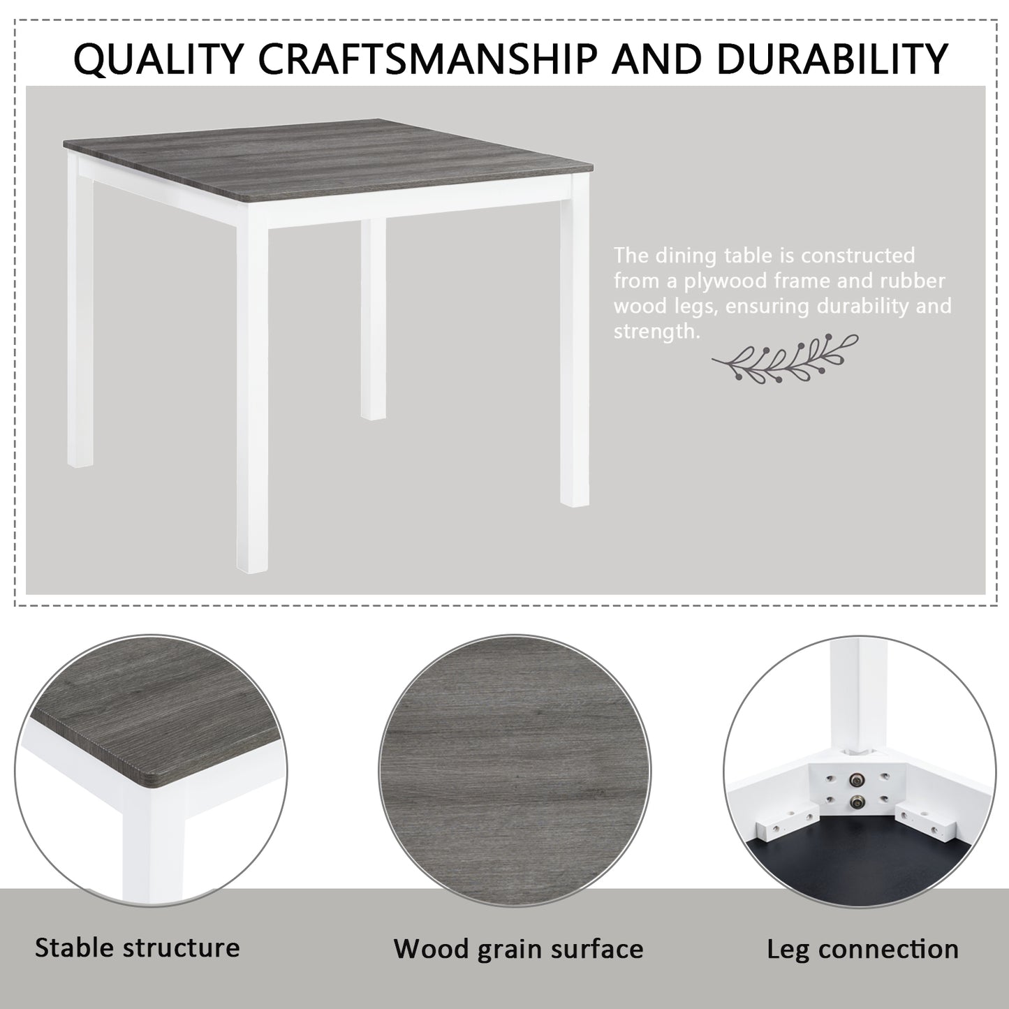 5-Piece Grey & White Counter Height Dining Table Set