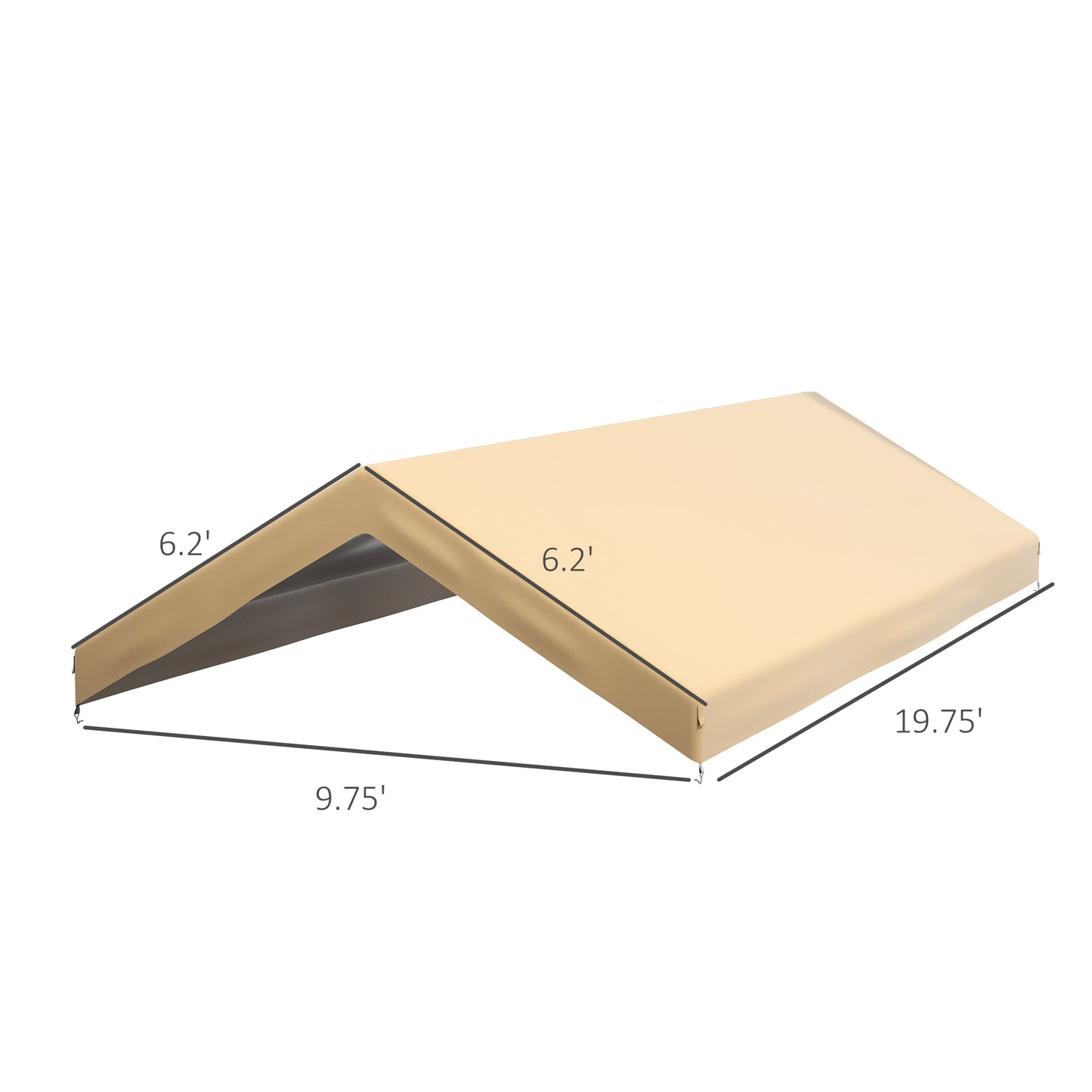 19.7' x 9.7' Carport Replacement Canopy Cover - Beige with Bungee Cords