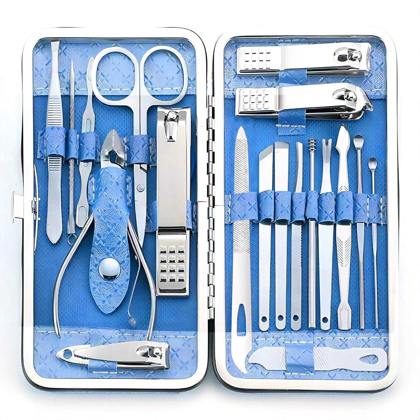 19-Piece Professional Manicure and Pedicure Grooming Set - Blue