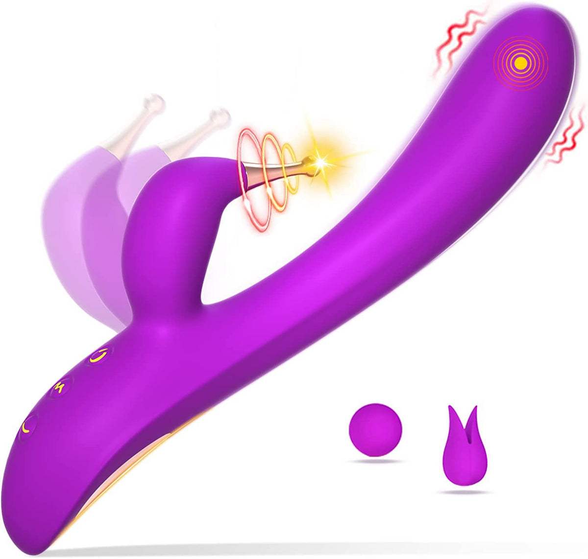 Vibrating Masturbation Device for Women - Point Tide Spear with Silicone & ABS, Purple & Rose Red - Home Wellness