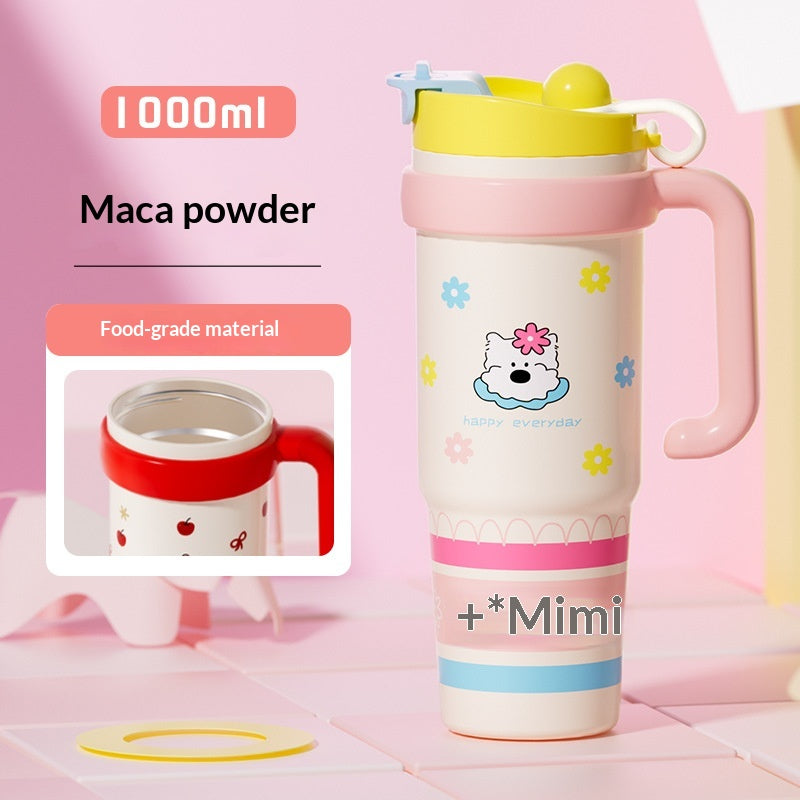 Large Capacity Thermal Insulation Cup with Straw - Stainless Steel Travel Mug