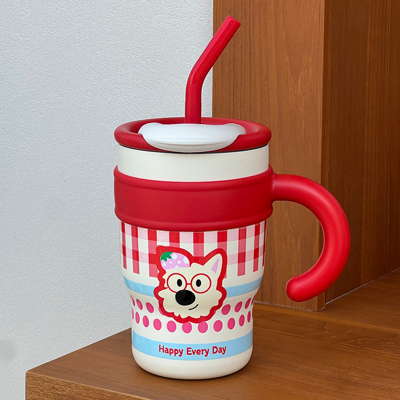 Reusable Drinking Bottle with Handle and Large Capacity – Insulated, Ceramic Inner Pot, Charlie Dog Design