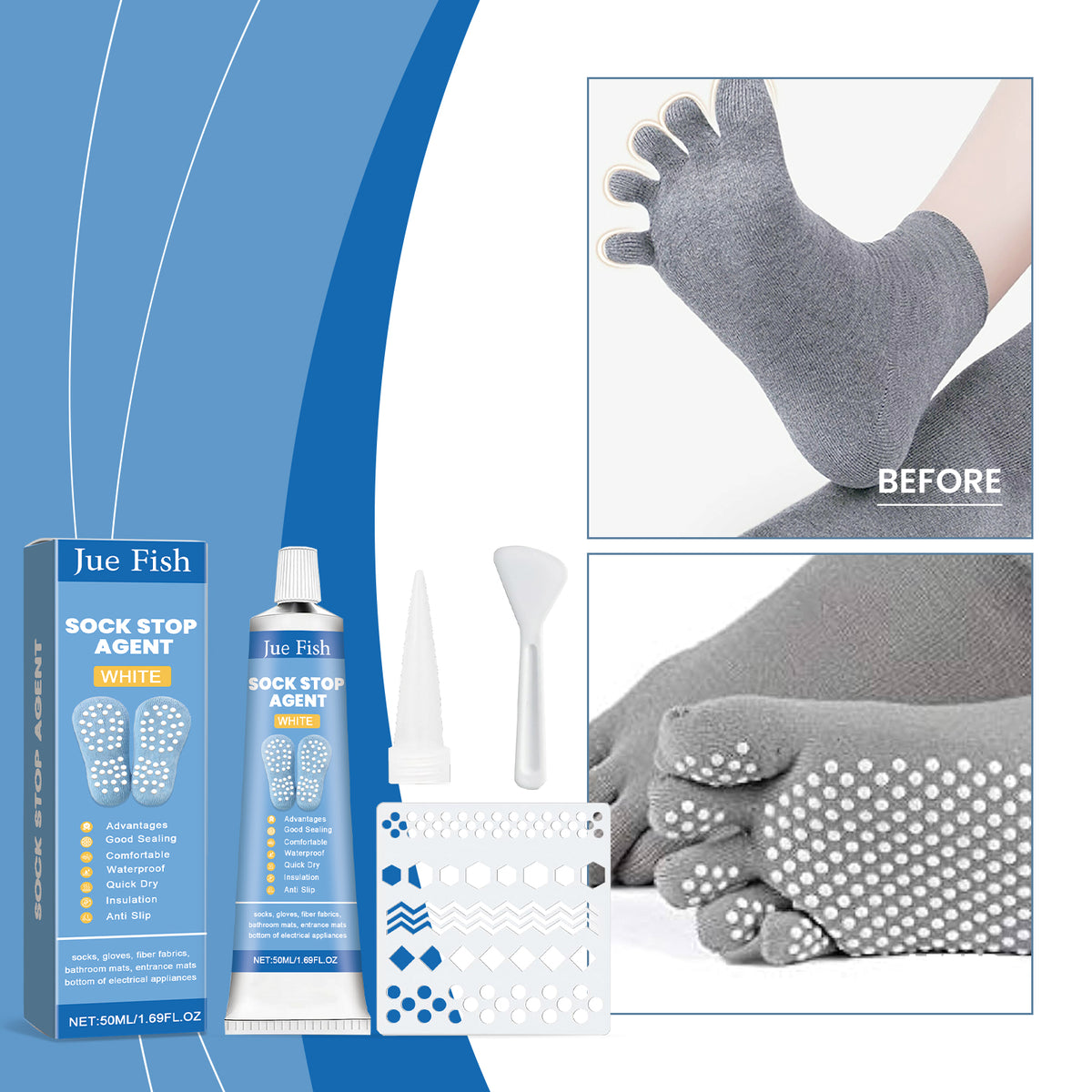 Anti Slip Sock Adhesive Set for Shoes and Mats - 150ml