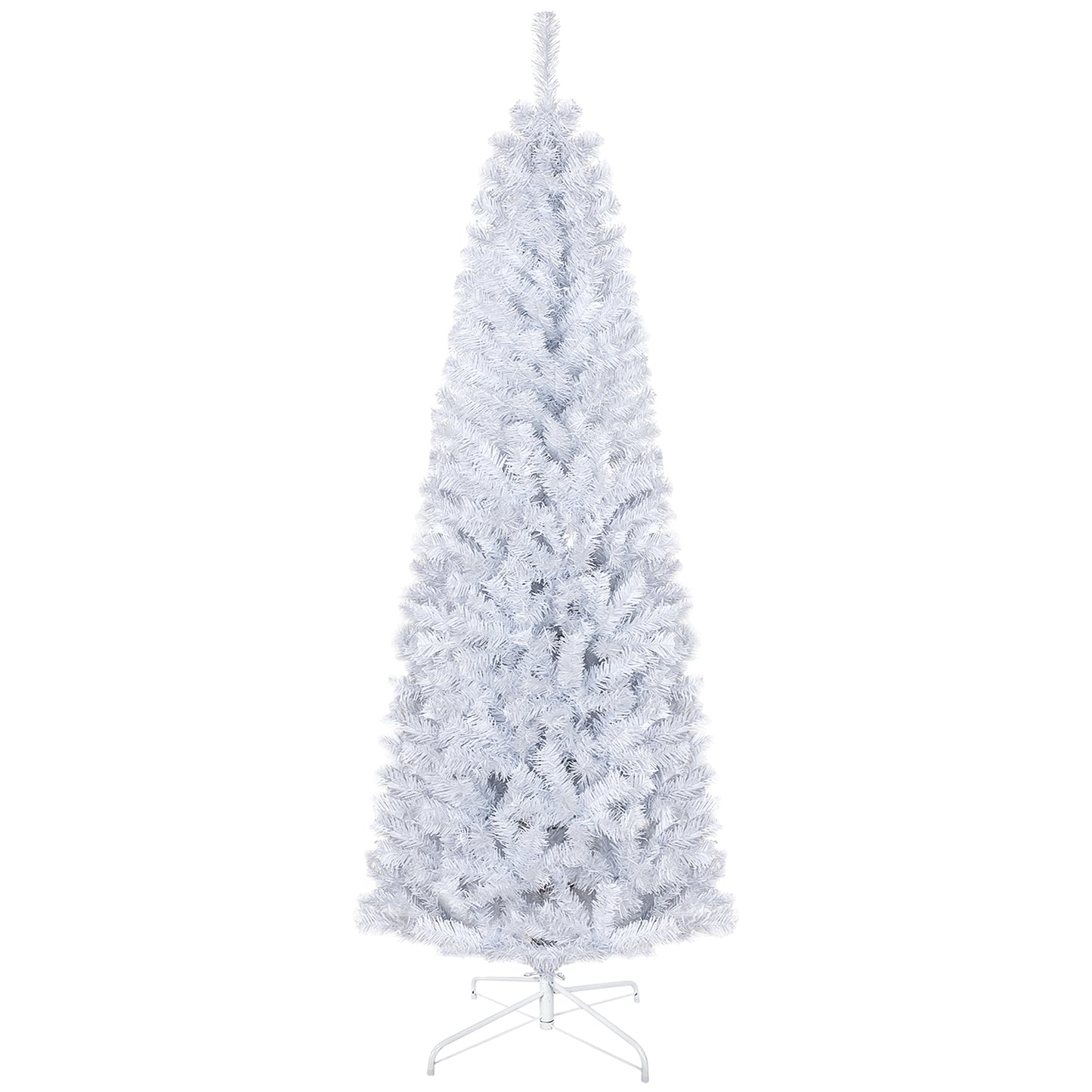 6 FT White Artificial Christmas Tree - Pencil Design with Stand