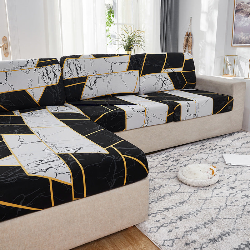 Stretch Sofa Seat Cover - Printed Milk Silk Cushion Protector for Home