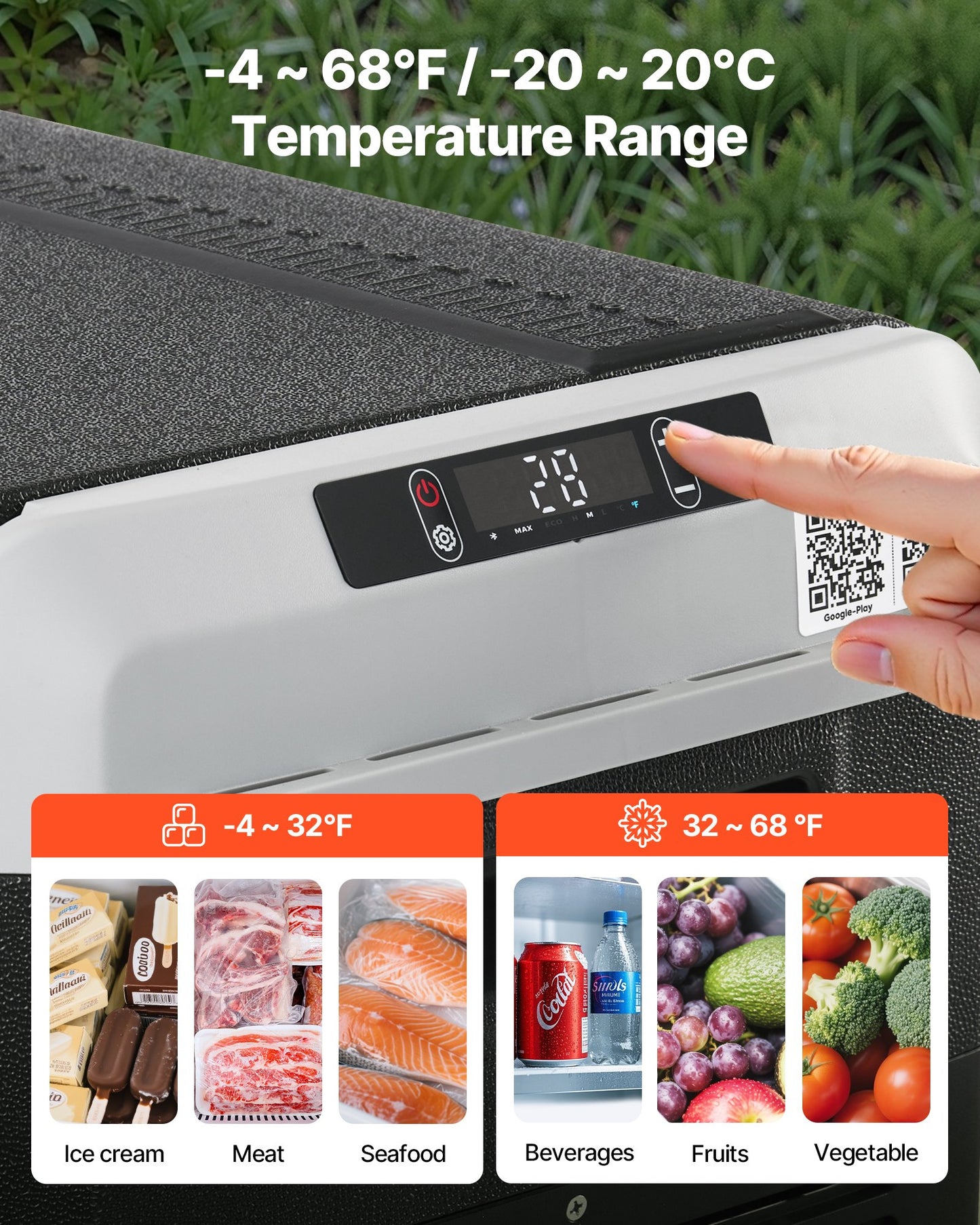 12V Portable Car Refrigerator Freezer 63.4QT Electric Cooler for Camping