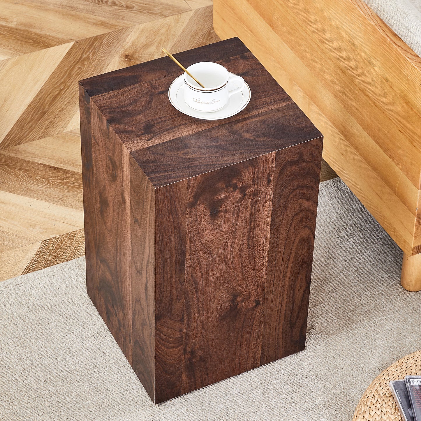 12x12x20 Inch Walnut Wood Grain MDF Coffee Table - Luxurious Design,