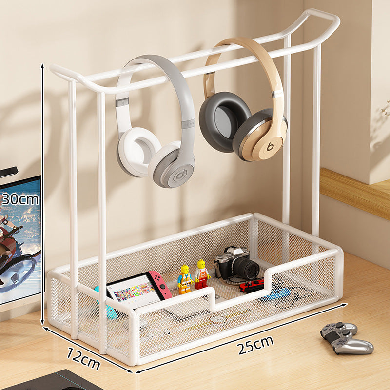 Over-Ear Headphone Stand with Multiple Tiers and Hooks - Modern Iron Storage Organizer