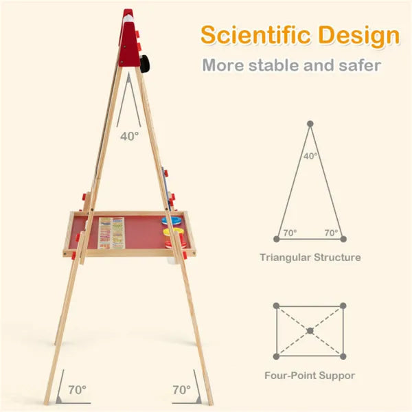 3-in-1 Kids Art Easel - Double-Sided Magnetic Board with Paper Roll