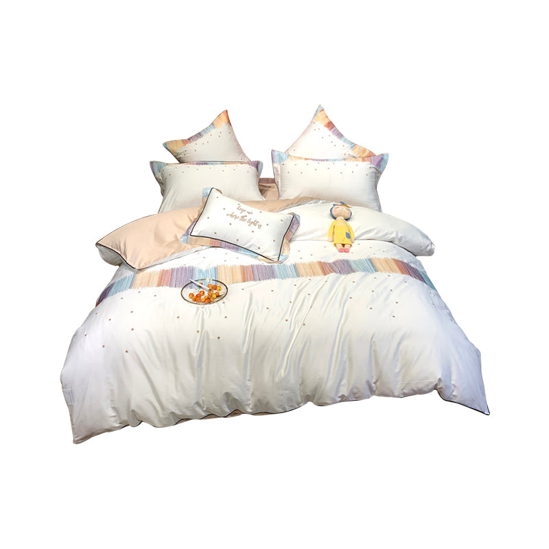 Cotton Embroidery Duvet Cover Set with Heart Pattern - All Bed Sizes