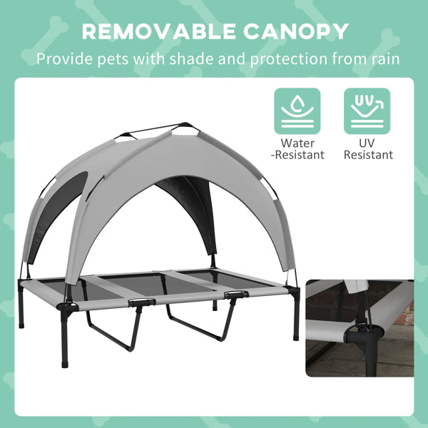 Cooling Dog Bed Cot with Canopy - Large Pet Bed for Hot Weather, Water-Resistant & Portable