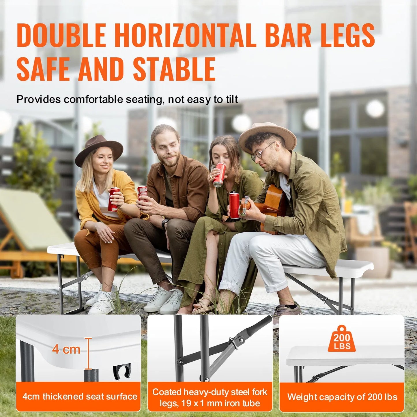 Portable 6FT Folding Bench for Outdoor Picnic and Camping