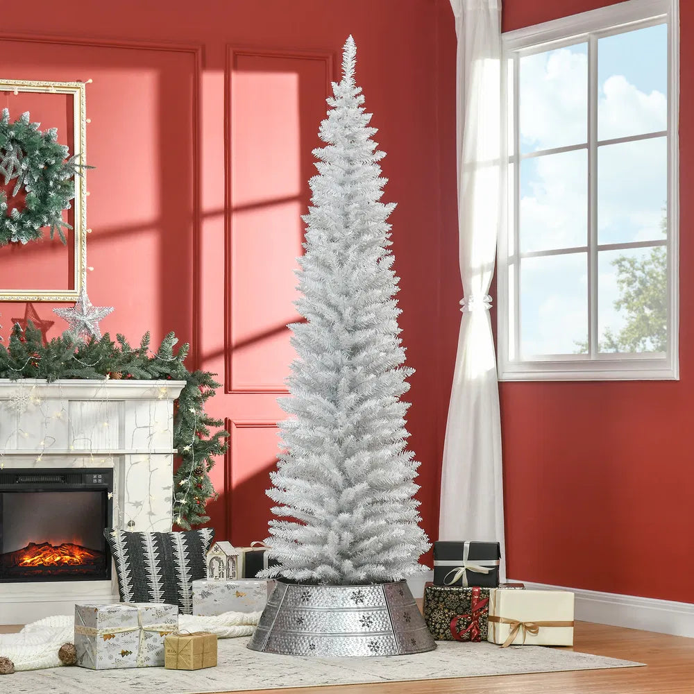 7ft Slim Pencil Style Artificial Christmas Tree - White
