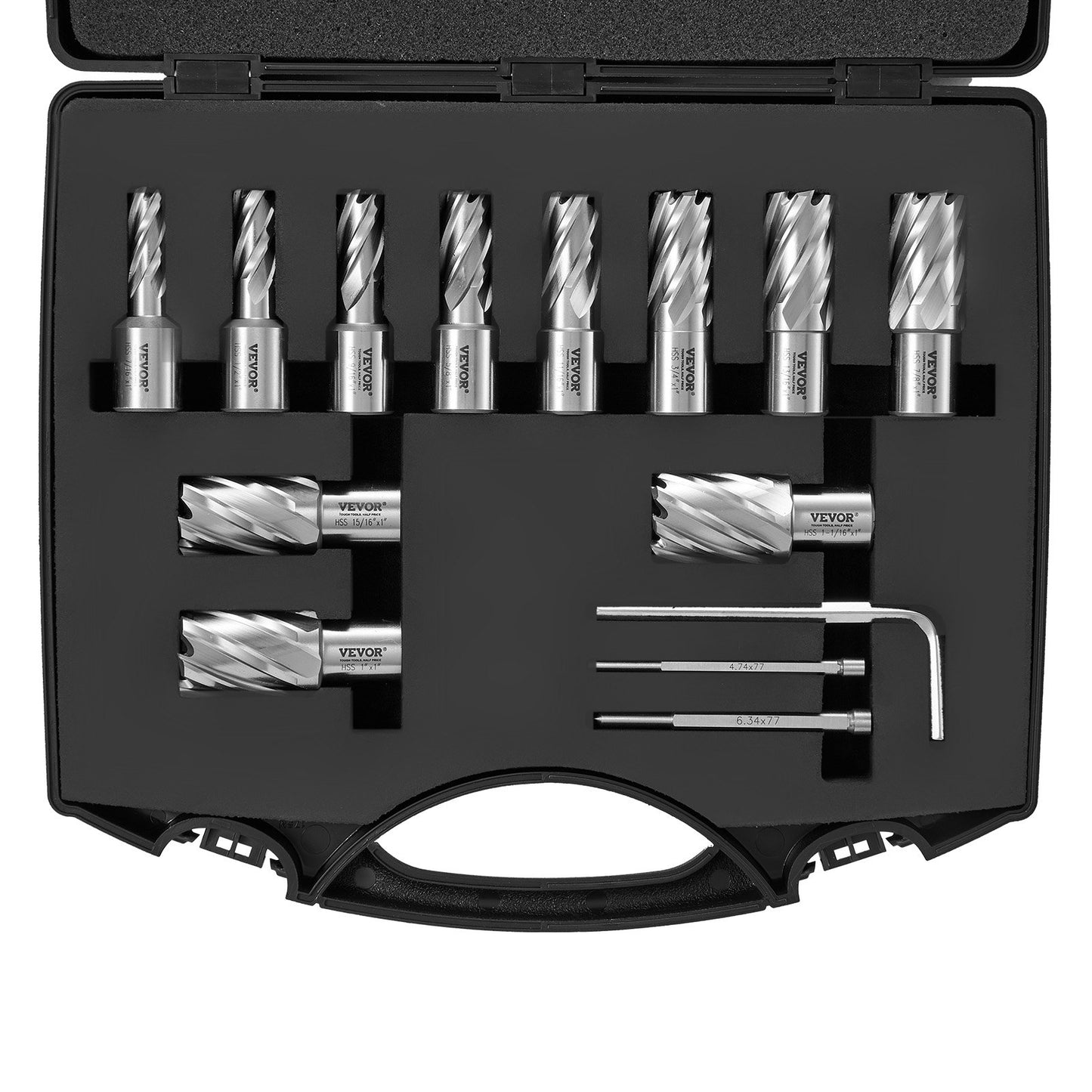 Annular Cutter Set 13 Pcs Weldon Shank for Magnetic Drills - 7/16 to 1-1/16 Inch Diameter
