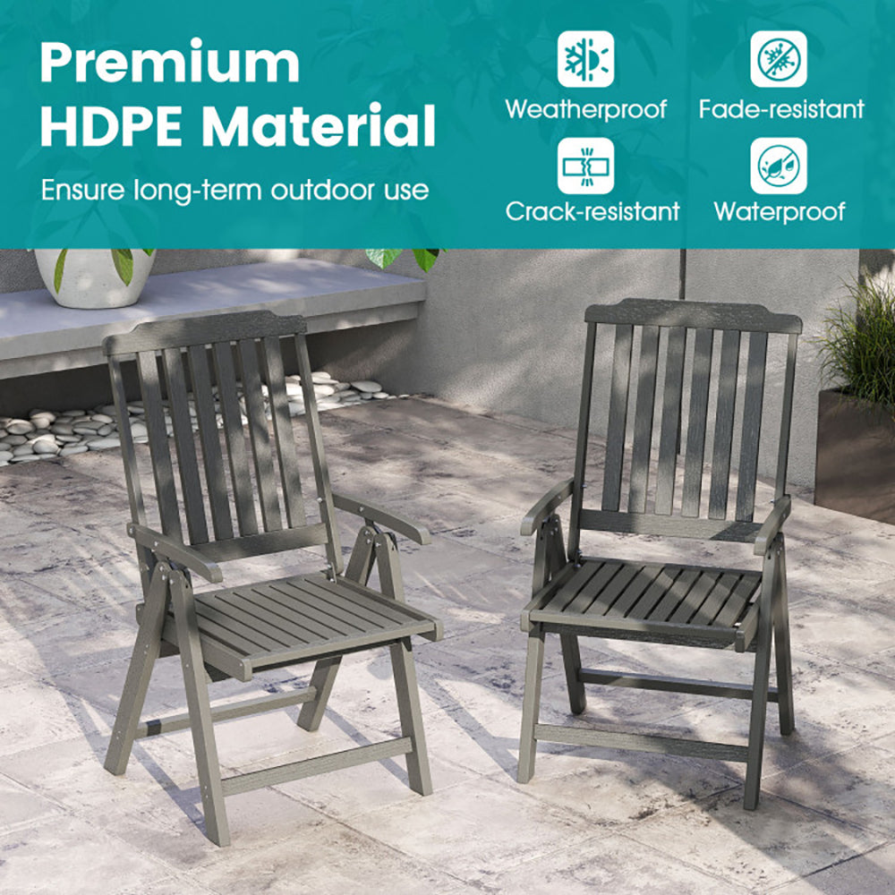 Foldable Patio Chair All-Weather HDPE Outdoor Dining With Armrest For