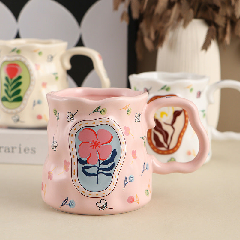 Ceramic Mug Ladies Milk Breakfast Cup 380ml - White Porcelain Drinkware