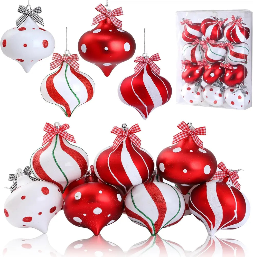 Peppermint Candy Ornaments - Red & White Candy Cane Balls