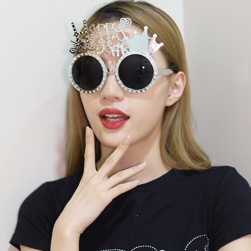 Funny New Year Party Glasses Supplies Photo Props Unisex Dress Up Accessories